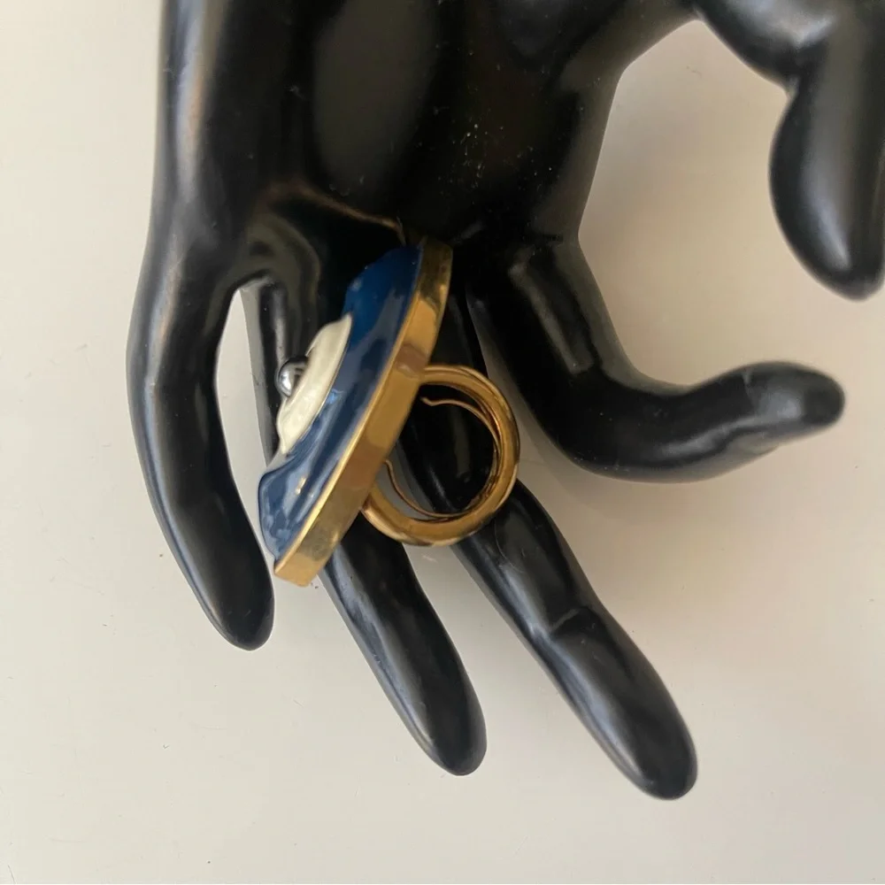 TORY BURCH ring ‎ evil eye adjustable signed fits 6-7